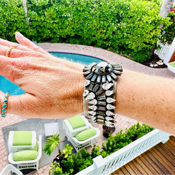 Dannijo Valentina Silvertone Multi-Crystal Cuff NWT - Picture 8 of 17